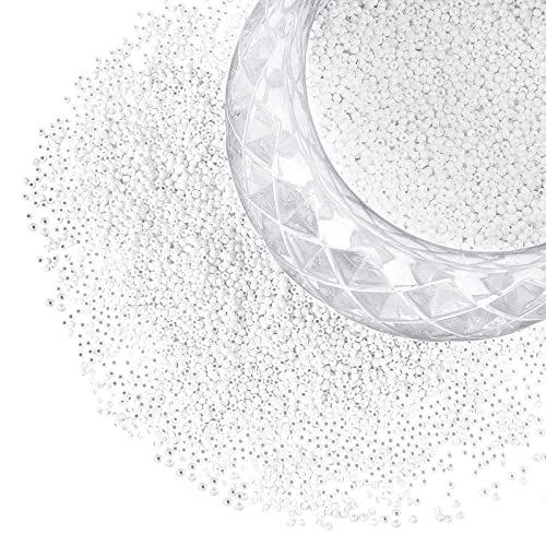 PandaHall Elite 6000 Pcs 11/0 Glass Seed Beads Opaque White Round Pony Bead Waist Beads Mini Spacer Beads Diameter 2mm for Bracelet Jewelry Making - color: White-6000 Pcs