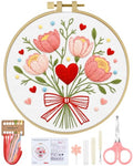 ERKOON Embroidery Kit for Beginners Adult, Flower Cross Stitch Set Include Embroidery Cloth Hoops Threads for Craft Lover Hand Stitch with Embroidery Skill Techniques (Bouquet) - color: Bouquet