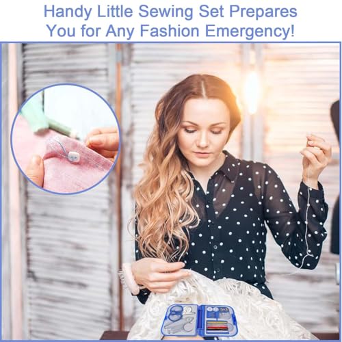 2 Pack Mini Travel Sewing Kit, Portable Sewing Kit, Emergency Sewing Travel Small, Beginners DIY Sewing Thread Needle Threader Scissors Kit for Women, Mom, Traveler, Adults, Beginner