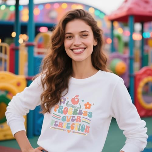 Dtf Transfers Ready to Press - 20 Pcs Teacher Iron on Patches for T-Shirts, Colorful Bow Daisy Heat Transfer Designs Vinyl Stickers, Inspirational Iron on Decals for DIY Clothes Bags - color: Teacher