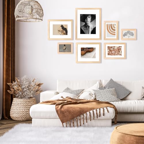 KINLINK A5 Picture Frame, Natural Solid Wood Frame with Acrylic Plexiglass for Pictures 4x6 with Mat or A5 without Mat, Tabletop and Wall Mounting Display Photo Frame 1 Pack - color: Natural, size: A5