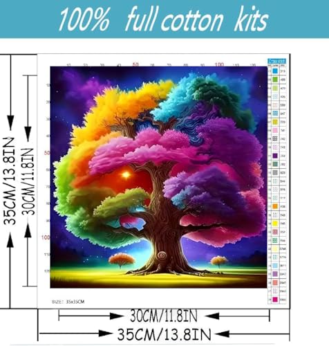 Colorful Tree Stamped Cross Stitch Kits for Adults Beginner, Counted Cross Stitch Kits Printed Stitching Cute Patterns Dimensions Needlepoint Art Crafts Embroidery Kits for Adults - color: Cross Stitch-1215-8