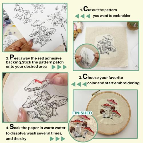 Water Soluble Stick and Stitch Embroidery Pattern Paper & Stencils - color: Floribunda
