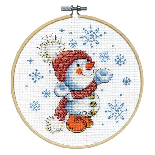 Snowman Counted Cross Stitch Kit with Hoop