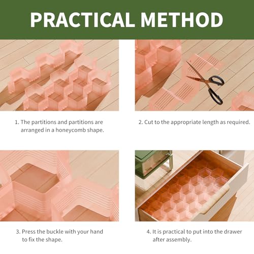 Honeycomb Separator Adjustable Drawer Organizer Divider for Underwear Belt-Scarf Socks Organizer (Pink(1pc)) - color: Pink(1pc)