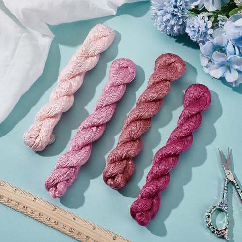 FREEBLOSS 4 Pcs Sashiko Thread Sashiko Skein 100 M*4 Colors(Purple) Cotton Embroidery Thread Japanese Quilting & Embroidery Sashiko Kit Supplies Sewing Thread - color: Pink