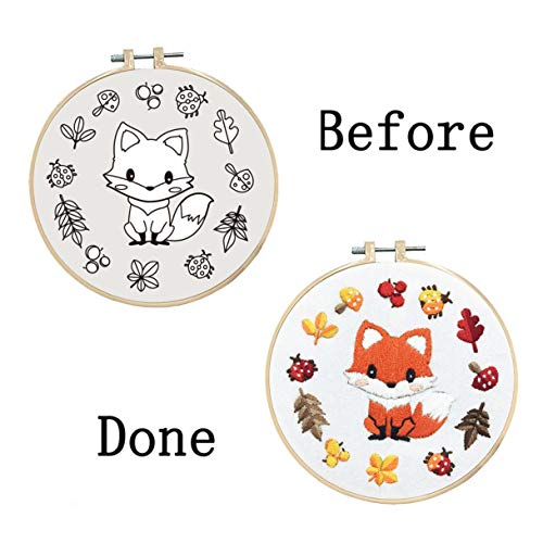 Louise Maelys Fox Embroidery Kit for Beginner, Animal Cross Stitch Kit - color: Fox