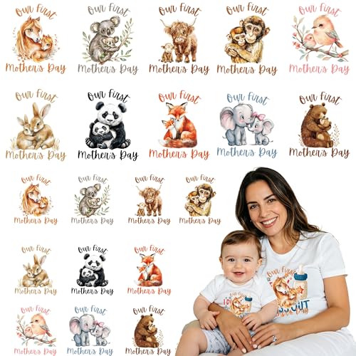 First Mother's Day Iron on Transfers, Onesie Decals for Baby Shower - style: First Mother's Day