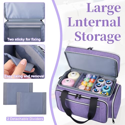Anitor Sewing Supplies Organizer, Double Layer Sewing Storage Organizer - color: Purple, size: Medium