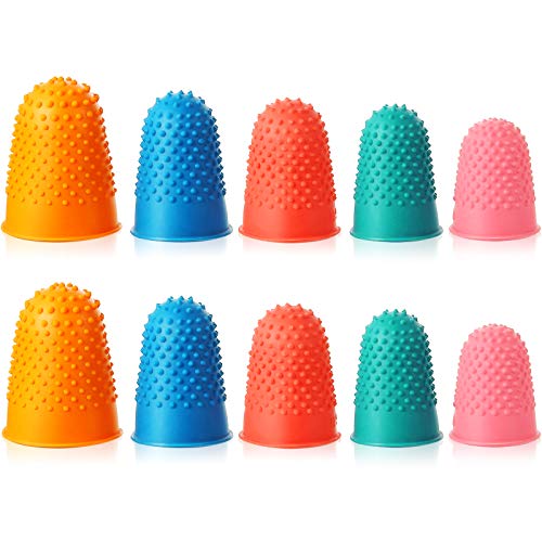Outus 10 Pcs Rubber Finger Tips, Thimbles Silicone Gripper Protector Thick