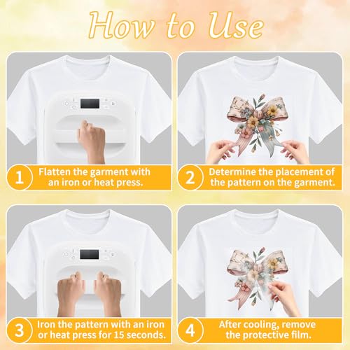 16 Sheets Floral Bow Iron on Transfers for T-Shirts - style: Floral Bow