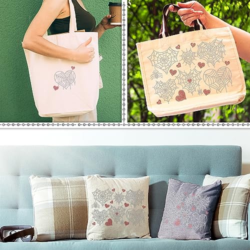 NBEADS Love Shaped Web Rhinestone Iron on Hotfix, Heat Transfer Decal Bling Rhinestone Sticker Heat Transfer Patch Clothing Repair Applique for T-Shirt Clothing Pants Bags - color: Love Shaped Spider Web