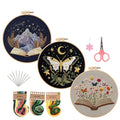 Konrisa Stamped Embroidery Kit with Butterfly Scenery Book Flower Pattern, Embroidery Starter Kit DIY Sewing Practice, Cross Stitch Kit,Set of 3 - color: flower book