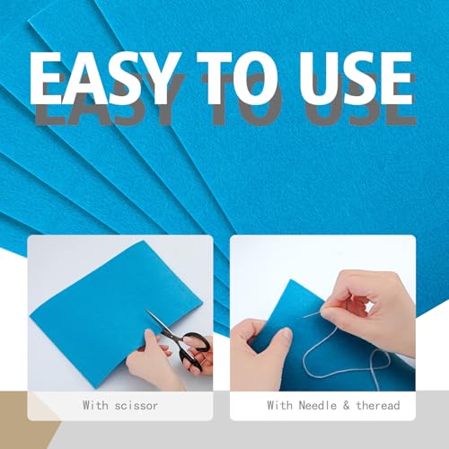 HaoFeiJH Blue Acrylic 100% Polypropylene (PP) Solid Felt Fabric Sheets - 6pcs Precuts, 12x14cm, Stiff, Easy to Sew & Cut & Glue & Staple - color: 2mm Blue