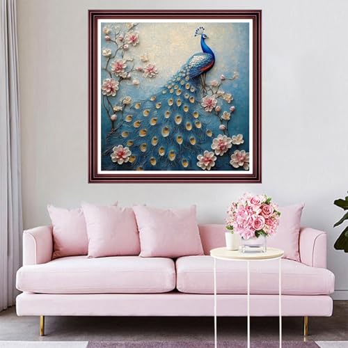 Funchey Counted Cross Stitch Kits for Adults Needlepoint Kits Unprinted Cross Stitching Embroidery Kit 11CT Cross Stitch Supplies-Flower Peacock 18x18 inch - color: ArtsKit11