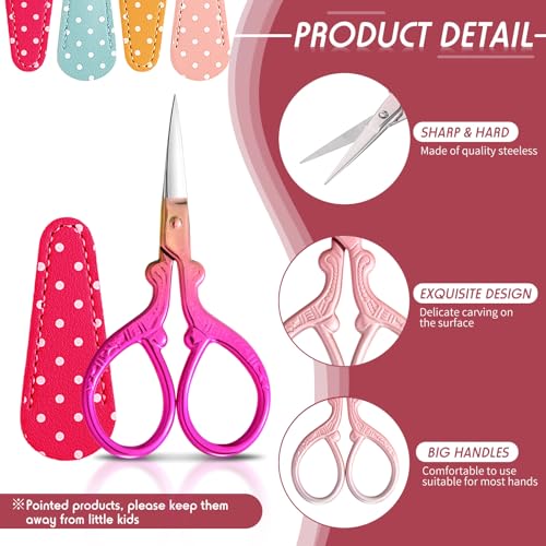 Honoson 4 Pcs Small Embroidery Scissors, 3.6", Simple, Classic Colors - color: Classic Colors