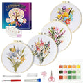 Huacan Embroidery Kit for Beginners with Stitch Video, Flower Cross Stitch Kits for Adults, Starter, Hand Craft Lover Practice with Floral Stamped Pattern