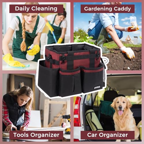 SCAVATA Compact Wearable Cleaning Caddy with Handle & Shoulder Straps - color: AncoraRed
