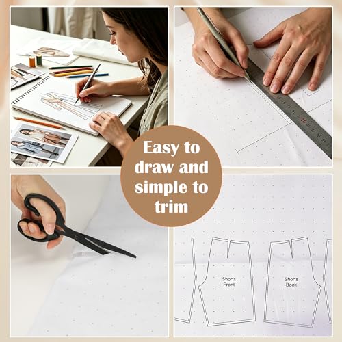 47 Inches X 10 Yards Non Woven Precut Pattern Paper for Sewing Dotted Tracing Paper Crafting Spaced Every Inch Marking Sewing Paper for Dressmaking Drawing - size: 10 Yards
