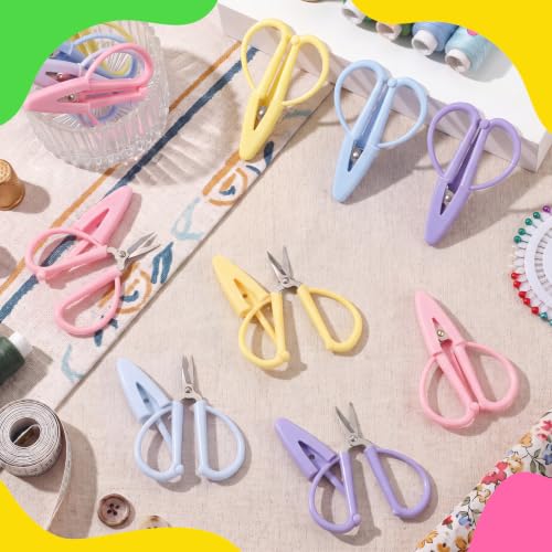 Mixweer 24 Pcs Mini Scissors for Travel Sewing Embroidery, 4 Colors - color: Light Pink Blue Purple, Lemon Yellow
