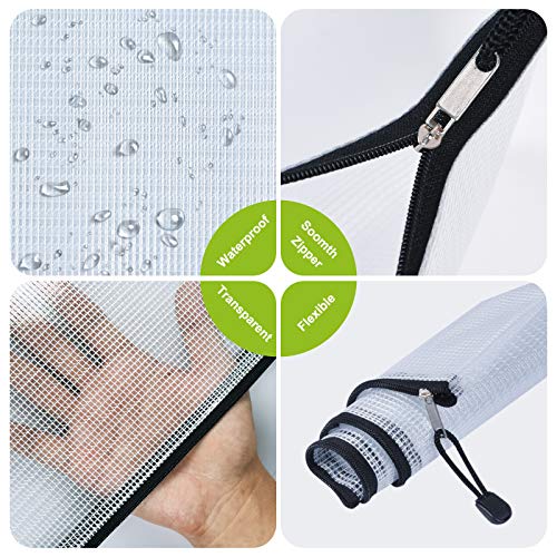 6PCS Mesh Zipper Pouch Bags: A4 Clear Zipper Pouches for Classroom, Black - color: Black, size: A4 (13.5×9.5 inch)