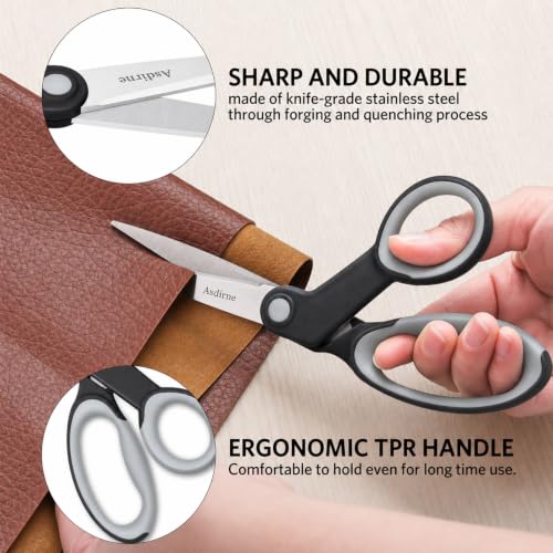 Asdirne Premium Sewing Scissors Bundle, Sharp and Durable, Comfortable Handle, Contains 9”Fabric Scissors, 5”Detail Shear, 3.9”Embroidery Scissors, 4.8”Thread Snips, Black and Gray - color: Black/Gray