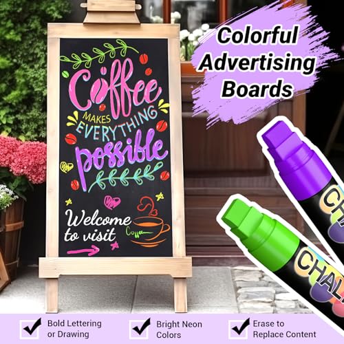KERIFI Window Markers for Cars Washable, 15mm Jumbo Liquid Chalk Pens for Art Wedding Signs, Just Married Car Decorations, Back to School Graduation Celebration, Glass Mirror Bistro Blackboard Poster - color: 15mm - 12 Colors