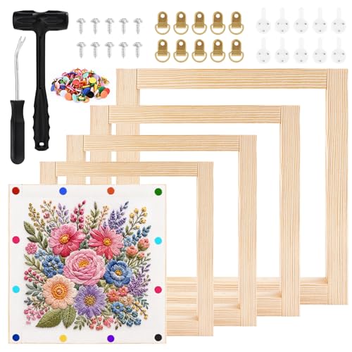 5 Sizes 20pcs Needlepoint Stretcher Bars, Wooden Canvas Stretcher Bars | 6,8,9,10,12 Inch Canvas Frame Kit for Embroidery Oil Painting Cross Stitch Needlework Craft DIY Art Projects
