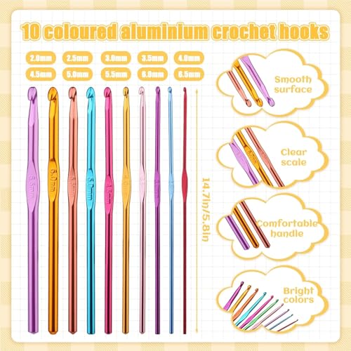IMZAY 54 Pcs Crochet Hooks Set, 0.6mm-6.5mm Crochet Needles for Yarn - color: Purple, size: 54 Pcs