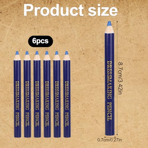 6pcs Fabric Markers for Sewing Pen, Water Soluble Tailors Chalk (Blue) - color: Blue