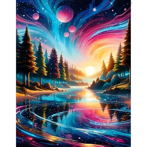 Lzyueyuan Landscape Stamped Cross Stitch Kits for Beginners,Needlepoint Counted Cross Stitch Kits for Adults,Easy Prestamped Pattern Needlepoint Kit Crafts for Home Decor Gifts11.8X15.7in - color: Cross Stitch-0125-2