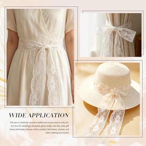 Lace Trim Ribbon, 10-Yard White Lace Ribbon,2.7 Inch Width White Laces Trims Delicate Floral Pattern Ribbons for Crafts Sewing and Bridal Wedding Dress Applique Decorations - color: White009, Length: 10 Yard, Width: 2.7 inch