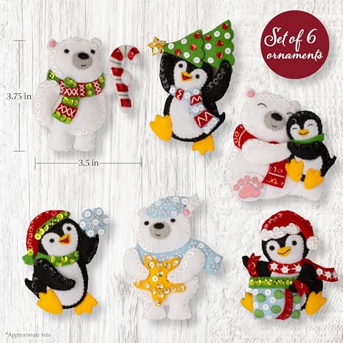 Bucilla Felt Applique 6 Piece Ornament Making Kit, Polar Pals, Perfect for DIY Arts and Crafts, 89752E - style: Ornaments