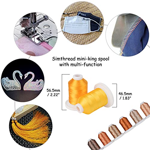 Simthread Embroidery Thread with Storage Box 800 Yards Snap Spools - color: Brown Colors