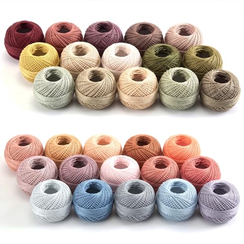 30 Pcs Size 8 Pearl Cotton Thread Balls 10 Grams, Dark Color - color: Dark Color