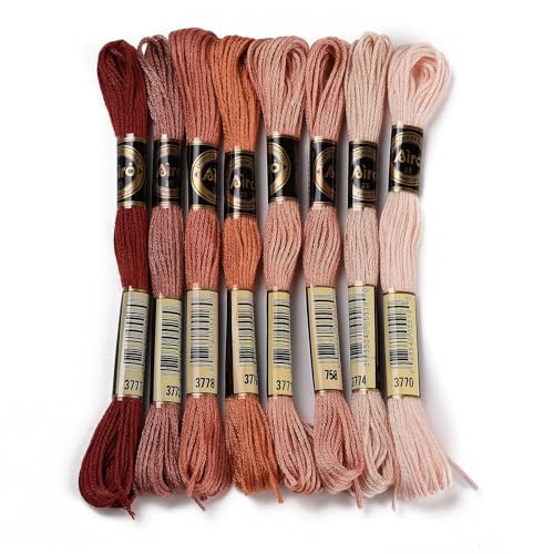 8 Skeins Embroidery Floss Friendship Bracelet String 0.5mm Cross Stitch Embroidery Thread for Jewelry Making Bracelet Knitting Stitching Craft Supplies, PeachPuff - color: PeachPuff, 8 Skeins