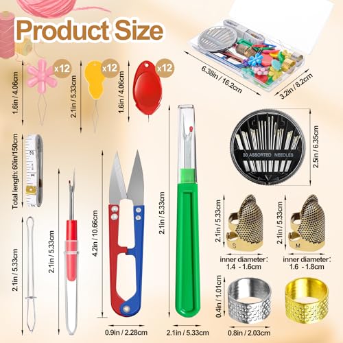 CousDUoBe Needle Threaders Kit,3 Type Simple Needle Threaders，Embroidery Needle，Thimbles for Hand Sewing, Seam Ripper, Thread Snips and Measuring Tape and Scissors (Upgrade Package) - size: Upgrade package
