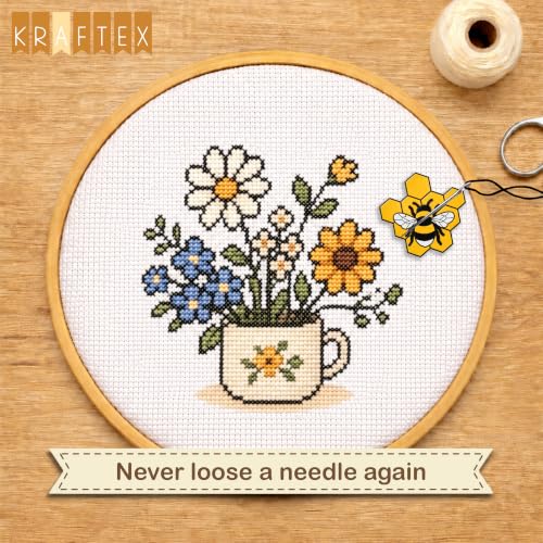 Kraftex Magnetic Needle Minder. Needleminder for Embroidery & Sewing. Cute Needlepoint Accessories. Magnetic Needle Holder for Cross Stitch. Cute Magnet Pin Gift - color: Bee
