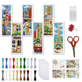 FREEBLOSS 6 Set Cross Stitch Bookmark Kit 11 CT Stamped Cross Stitch Kit DIY Embroidery Bookmark Kits for Adult Beginners with Instructions, Parisian Street Scenes, 6 x 20 cm/8" x 2.4" - style: Paris Theme