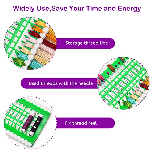Luxiv 50 Position Embroidery Floss Organizer, Thread Shelf with 15P Card - color: Green, size: 50 Positions
