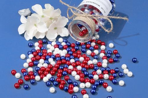 DUQGUHO Red White and Blue Beads, 8mm Patriotic Beads for Crafts - color: Red&Blue&White, size: 8mm