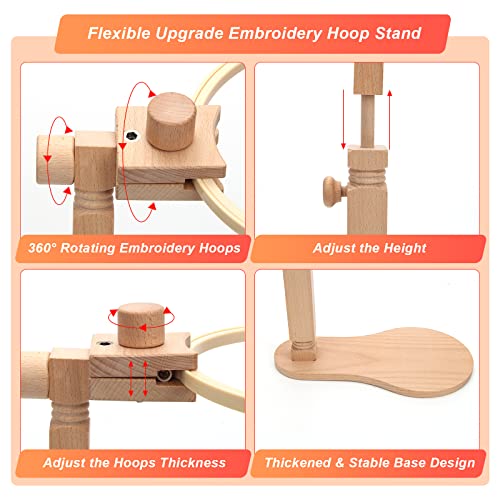 Catcan Embroidery Hoop Stand, Cross Stitch Holder with 2 PCS 7'' 5'' Frames