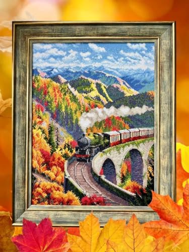 RIOLIS 2211 Autumn Express Counted Cross Stitch Kit 11.75 x 15.75 in - style: Autumn Express 2211