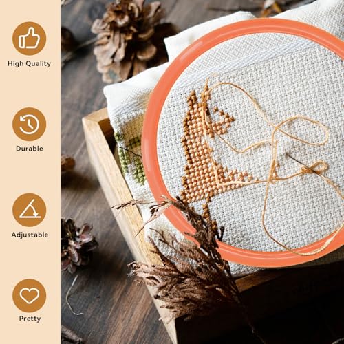 Plastic Embroidery Hoop Ring, 3PCS 4in Round Embroidery Frame Hoop Sets Household Small Embroidery Hoops Cross Stitch with Sdjustable Tension Screw for Beginners and Crafters - size: 4in