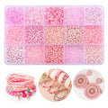 15 Color Glass Seed Tube Bugle Beads Bracelet Jewelry Making Kit,Pink - color: pink