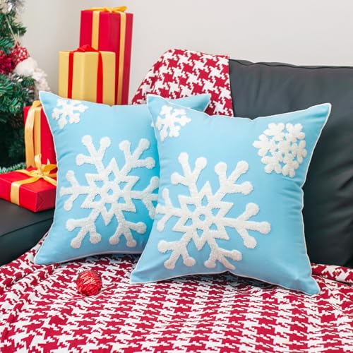 Elife Pillow Covers, Winter Decor Christmas Pillow Covers 18 * 18 Set of 2 - color: Blue