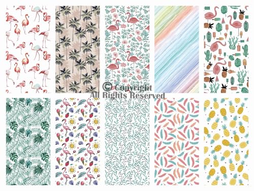 Craftido -25 Options- 100% Cotton Quilting Fabric Bundles 10pcs Fat Quarters 18”x21”-Medium Weight 5.2 oz- Soft Cotton for Quilting, Sewing Project, Patchwork, DIY Crafts – Tropical Flamingo - color: Tropical Flamingo