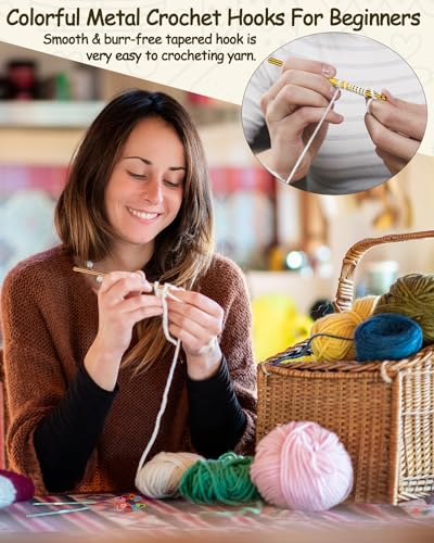 Coopay Crochet Hooks Set-19PCS Metal Crochet Needles with Stitch Markers - color: Multicolor Aluminum Hook Set