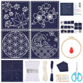 FREEBLOSS 4 Set Sashiko Coasters Kit with Instructions Cherry Blossoms