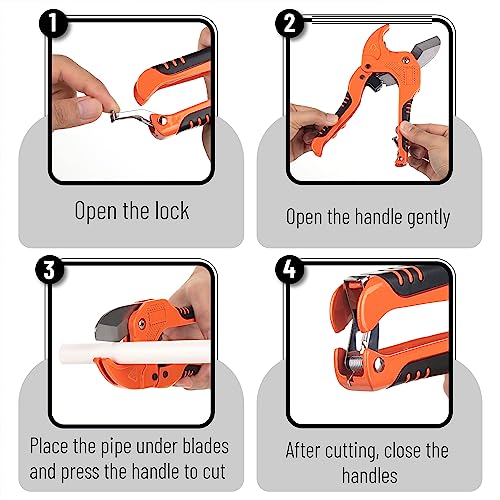 Bates- PVC Pipe Cutter, Cuts up to 1-5/8", Ratchet Pipe Cutter - color: Orange